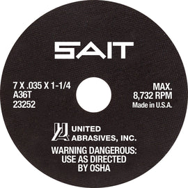 United Abrasives- SAIT 23200 Type 1 6-Inch x 1/16-Inch x 5/8-Inch A36T Fast Cut-Off Wheels