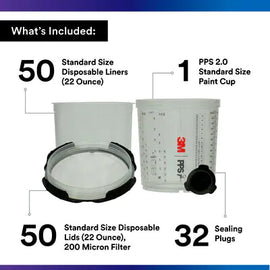 3M™ PPS™ Series 2.0 Spray Cup System Kit 26000, Standard (22 fl oz, 650 mL), 200 Micron Filter