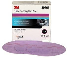 3M™ Hookit™ Purple Finishing Film Abrasive Disc 260L, 30666, 6 in, P2000 50 discs per carton.