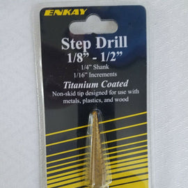 ENKAY 1/8"--> 1/2" H.S. STEP DRILL 1/4 SHANK 358C
