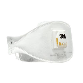 3M Aura Particulate Disposable Respirator 9211+ with Cool Flow Valve, N95, Smoke, Grinding, Sanding, Sawing, Sweeping, Woodworking, Dust, 10/Pack