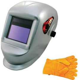 Astro 8077SE Deluxe Solar Auto-Darkening Welding Helmet with Bigger Observation Window and 13.5″ Leather Welding Gloves