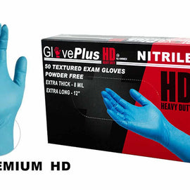 AMMEX GLOVEPLUS HD NITRILE PF EXAM GLOVES MEDIUM (BOX OF 50) GPNHD64100