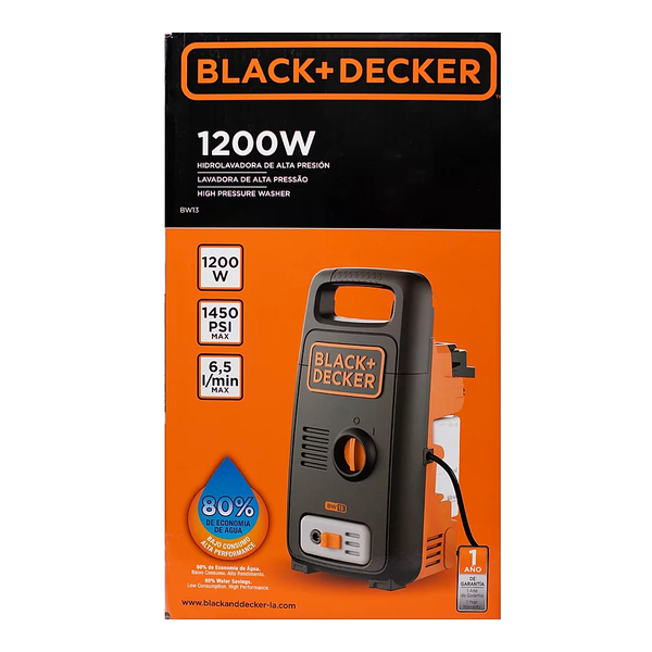 BLACK + DECKER BW13-B3 1200W ELECTRIC PRESSURE WASHER 1450 PSI BLACK + DECKER BW13-B3 1200W ELECTRIC PRESSURE WASHER 1450 PSI