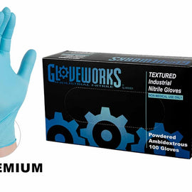 AMMEX GLOVEWORKS NITRILE POWDERED IND GLOVES SMALL (BOX OF 100) IN42100