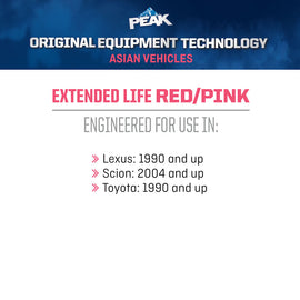 PEAK ORIGINAL EQUIPMENT TECHNOLOGY ANTIFREEZE + COOLANT for ASIAN VEHICLES - RED/PINK 50/50 PREDILUTED PARB53