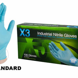 AMMEX X3 BLUE NITRILE PF IND GLOVES LARGE (BOX OF 100) X346100