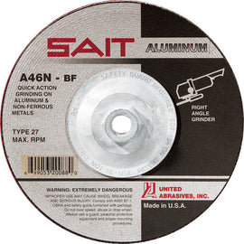 United Abrasives-SAIT 20088 A46N Aluminum Grinding Wheel (Type 27/Depressed Center) 7" x 1/4" x 5/8-11"