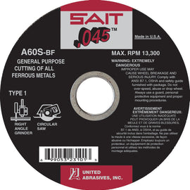 United Abrasives- SAIT 23107 A60S General Purpose Cut-Off Wheels (Type 1/Type 41 Flat) 7" x .045" x 5/8"