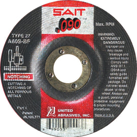 United Abrasives-SAIT 20906 Type 27 A60S 7-Inch by .090-Inch by 7/8-Inch Depressed Center Cutting Wheel