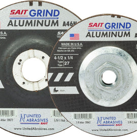 United Abrasives-SAIT 20018 A46N Aluminum Grinding Wheel (Type 27/Depressed Center) 4" x 1/4" x 5/8"