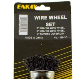 ENKAY SET 3PC WIRE WHEEL 1/4 SHANK 1860-3C