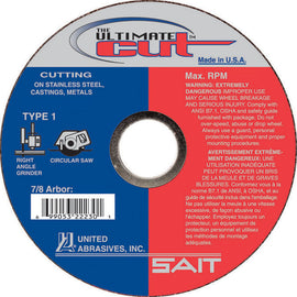 United Abrasives-SAIT 22072 Saitech™ High Performance Cut-Off Wheels (Type 27/Type 42 Depressed Center) 4 1/2" x .045" x 7/8"